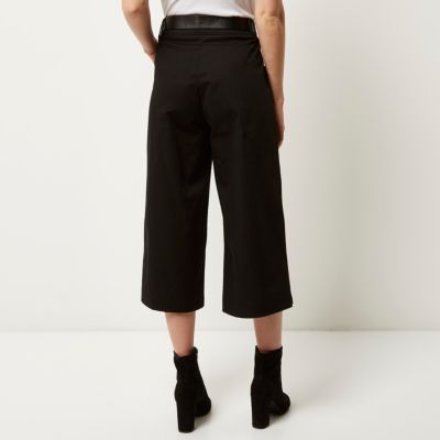 Black belted culotte trousers